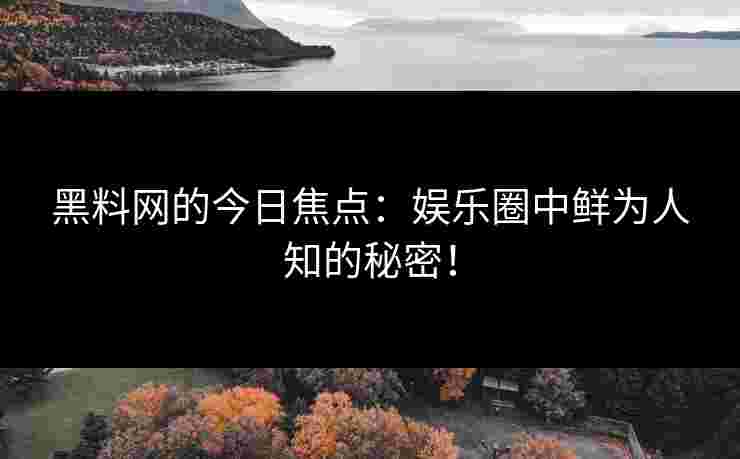 黑料网的今日焦点：娱乐圈中鲜为人知的秘密！