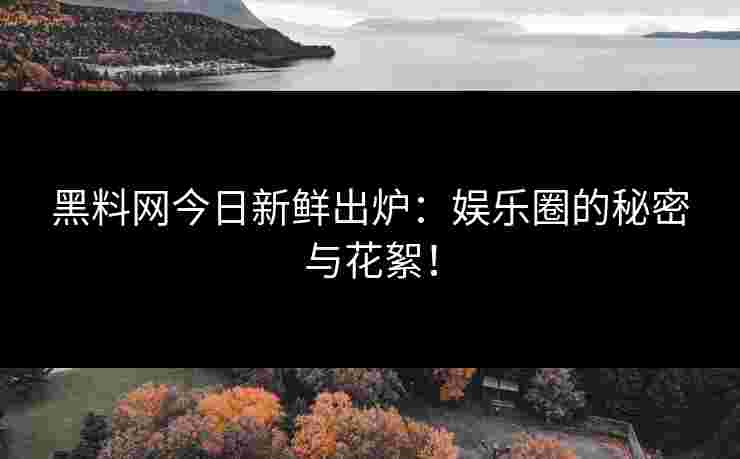 黑料网今日新鲜出炉：娱乐圈的秘密与花絮！